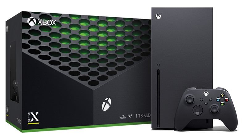 Konsola Xbox Series X i pudełko.