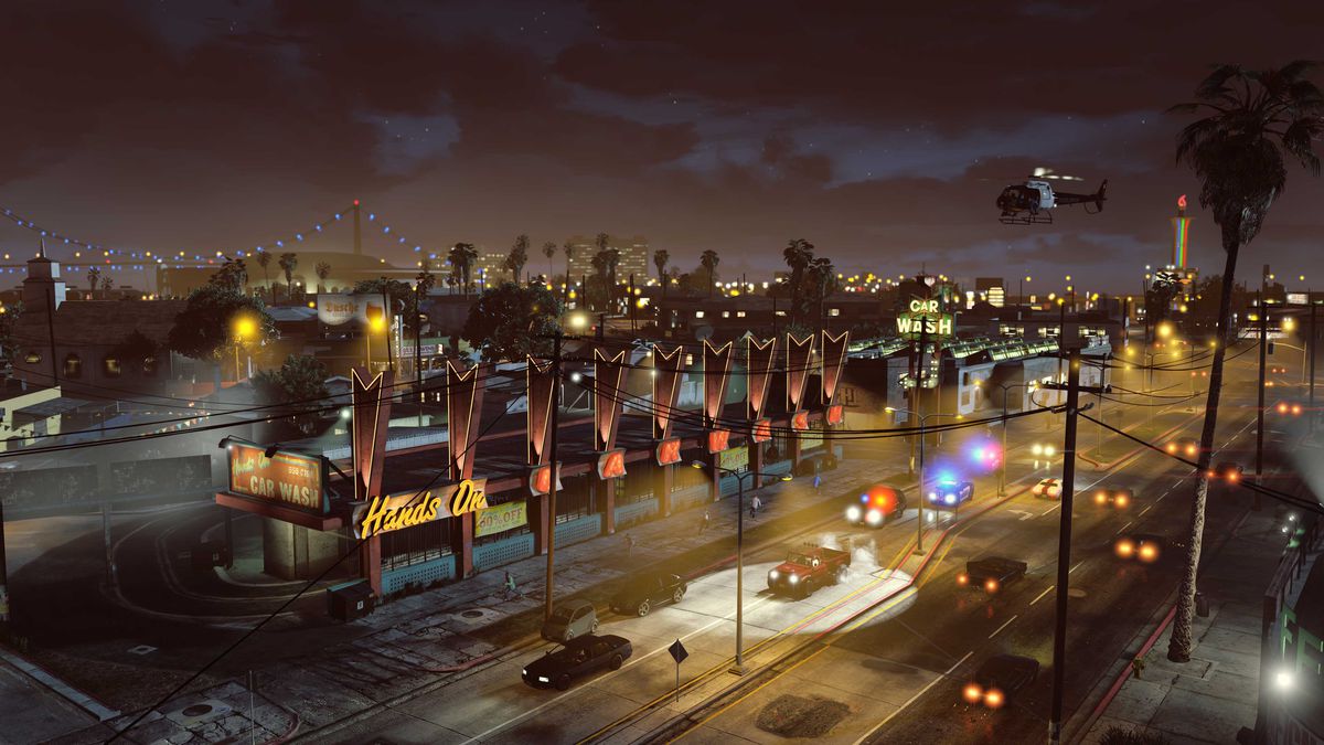 Scena nocnego ruchu w nowej generacji Grand Theft Auto 5