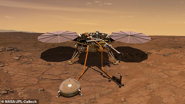Nowe badania ujawniły wcześniej niewykryte trzęsienia ziemi pod powierzchnią Marsa, co zdaniem ekspertów jest dowodem na to, że w jego płaszczu znajduje się morze magmy.  Na zdjęciu artystyczna wizualizacja lądownika InSight, który „bije serce Marsa” od czasu lądowania na planecie w 2018 roku.