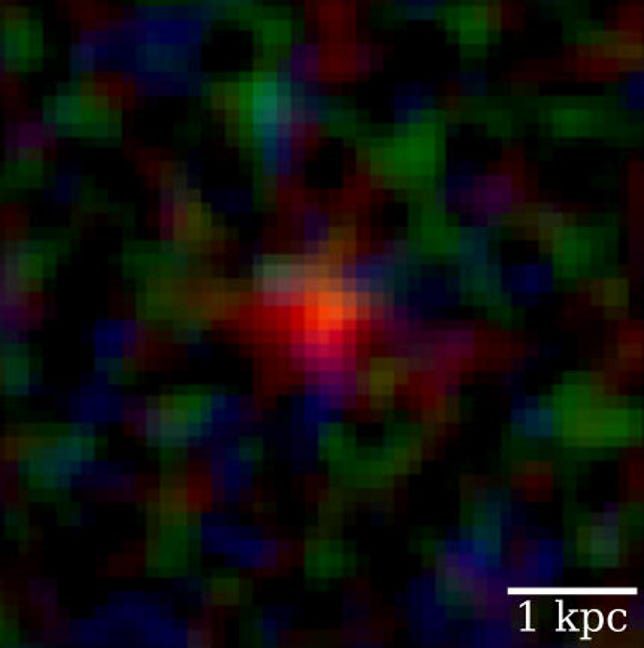 Obraz rastrowy przedstawiający czerwoną kropkę na czarnej przestrzeni