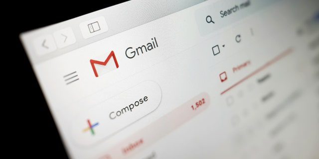 Widok interfejsu Google Gmail na laptopie, 14 stycznia 2020 r.